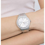 Guess Bedazzle Diamonds Silver Dial Silver Steel Strap Watch For Women - W1097L1