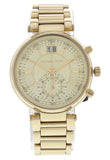 Michael Kors Sawyer White Dial Gold Steel Strap Watch for Women - MK6362