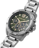 Michael Kors Brecken Chronograph Green Dial Silver Steel Strap Watch For Men - MK8984