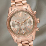 Michael Kors Lexington Chronograph Grey Dial Rose Gold Steel Strap Watch For Women - MK7217