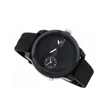 Tommy Hilfiger Denim Black Dial Black Rubber Strap Watch for Men - 1791326