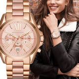 Michael Kors Bradshaw Chronograph Pink Dial Two Tone Steel Strap Watch For Women - MK6830