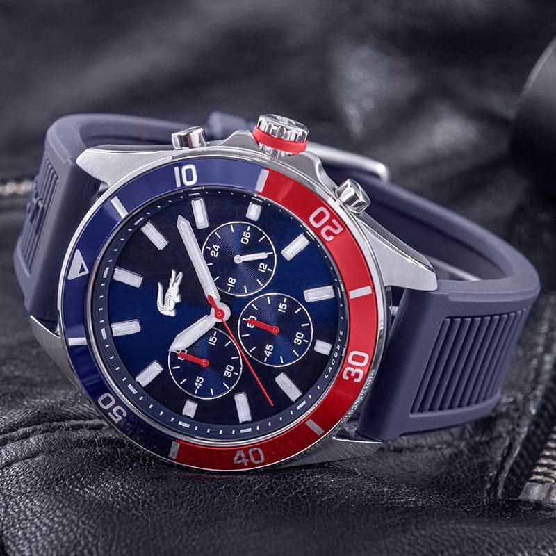 Lacoste Tiebreaker Chronograph Blue Dial Blue Silicon Strap Watch for Men - 2011154