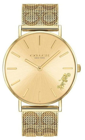 Coach Perry Gold Dial Gold Mesh Bracelet Watch for Women - 14503342