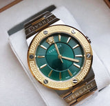 Versace Greca Green Dial Silver Steel Strap Watch for Women - VEVH00720