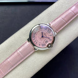 Cartier Ballon Bleu De Cartier Pink Dial Pink Leather Strap Watch for Women - WSBB0007