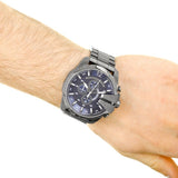 Diesel Mega Chief Chronograph Blue Dial Black Steel Strap Watch For Men - DZ4329