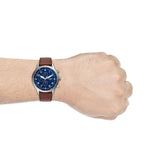 Fossil Retro Pilot Chronograph Blue Dial Brown Leather Strap Watch for Men - FS5832