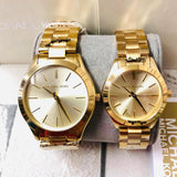 Michael Kors Slim Runway Gold Dial Gold Stainless Steel Strap Watch for Women - MK3179