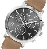 Hugo Boss Spirit Grey Dial Brown Leather Strap Watch for Men - 1513691