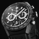 Tag Heuer Carrera Chronograph Tourbillion Titanium Carbon Black Dial Black Rubber Strap Watch for Men - CAR5A8W.FT6071