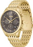 Hugo Boss Gregor Chronograph Brown Dial Gold Steel Strap Watch For Men - 1514051