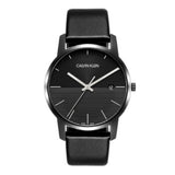 Calvin Klein City Quartz Black Dial Black Leather Strap Watch for Men - K2G2G4C1