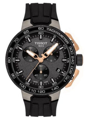 Tissot T Race Cycling Chronograph Black Dial Black Rubber Strap Watch For Men - T111.417.37.441.07