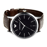 Emporio Armani Renato Quartz Black Dial Brown Leather Strap Watch For Men - AR11187