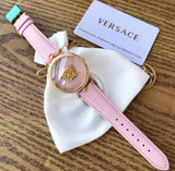 Versace Palazzo Empire Pink Dial Pink Leather Strap Watch for Women - VCO030017