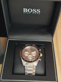 Hugo Boss Trophy Chronograph Grey Dial Silver Steel Strap Watch for Men - 1513634