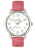 Coach Delancey White Dial Pink Leather Strap Watch for Women - 14502717