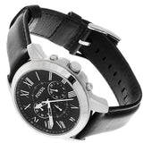 Fossil Grant Chronograph Black Dial Black Leather Strap Watch for Men - FS4812