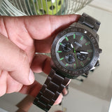 Fossil Bannon Multifunction Chronograph Green Dial Grey Steel Strap Watch for Men - BQ2504