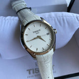 Tissot Couturier Lady Silver Dial White Leather Strap Watch For Women - T035.210.16.011.00