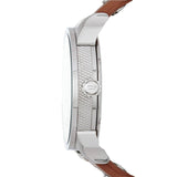 Diesel Mini Daddy Silver Dial Brown Leather Strap Watch For Men - DZ7309