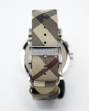 Burberry The City Smoke Dial Checked Brown Leather Strap Watch for Men - BU9358