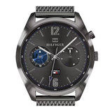 Tommy Hilfiger Deacon Multifunction Black Dial Black Mesh Bracelet Watch for Men - 1791546