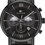 Tommy Hilfiger Evan Chronograph Quartz Black Dial Black Steel Strap Watch For Men - 1710410