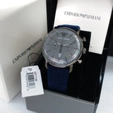 Emporio Armani Aviator Quartz Grey Dial Blue Fabric Strap Watch For Men - AR11144