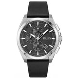 Hugo Boss Grandmaster Chronograph Black Dial Black Leather Strap Watch for Men - 1513881