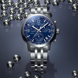 Tissot PRC 200 Chronograph Blue Dial Silver Steel Strap Watch For Men - T055.417.11.047.00