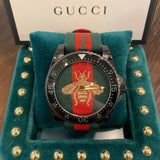 Gucci Dive Green & Red Dial Green & Red Nylon Strap Watch For Men - YA136216