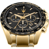 Maserati Traguardo Chronograph Black Dial Gold Steel Strap Watch For Men - R8873612041