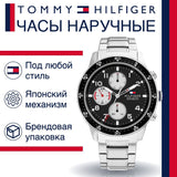 Tommy Hilfiger Jimmy Multifunction Black Dial Silver Steel Strap Watch For Men  - 1791950