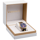 Versace V-Circle Manifesto Edition Black Dial Black Leather Strap Watch for Men - VBQ050017