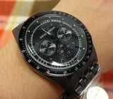 Emporio Armani Tazio Chronograph Black Dial Black Steel Strap Watch For Men - AR5989