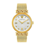 Versace Meander Greca White Dial Gold Mesh Bracelet Watch for Women - VELW00820