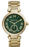 Michael Kors Skylar Green Dial Gold Steel Strap Watch for Women - MK6065