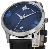 Movado 1881 Automatic Blue Dial Black Leather Strap Watch For Men - 606874