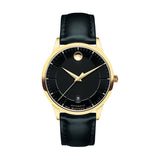 Movado 1881 Automatic Black Dial Black Leather Strap Watch For Men - 606875