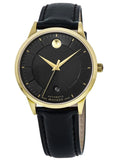 Movado 1881 Automatic Black Dial Black Leather Strap Watch For Men - 606875