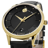 Movado 1881 Automatic Black Dial Black Leather Strap Watch For Men - 606875