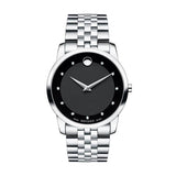 Movado Museum Black Dial Silver Steel Strap Watch For Men - 606878