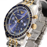 Emporio Armani Tazio Chronograph Blue Dial Two Tone Stainless Steel Watch For Men - AR6088