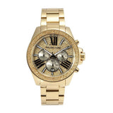 Michael Kors Wren Chronograph Crystal Pave Gold Dial Gold Steel Strap Watch for Women - MK6095