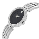 Movado Esperanza 63 Diamonds Black Dial Silver Steel Strap Watch For Women - 0607052