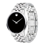 Movado Museum Classic Black Dial Silver Steel Strap Watch for Men - 0607199