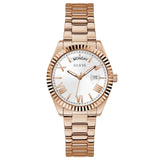 Guess Luna White Dial Rose Gold Steel Strap Watch for Women - GW0308L3