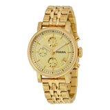 Fossil Boyfriend Chronograph Gold Dial Gold Steel Strap Watch for Women - ES2197